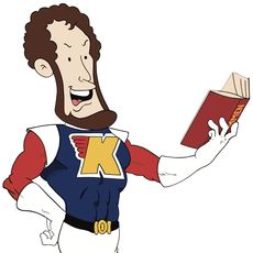 Kremmen holding a book